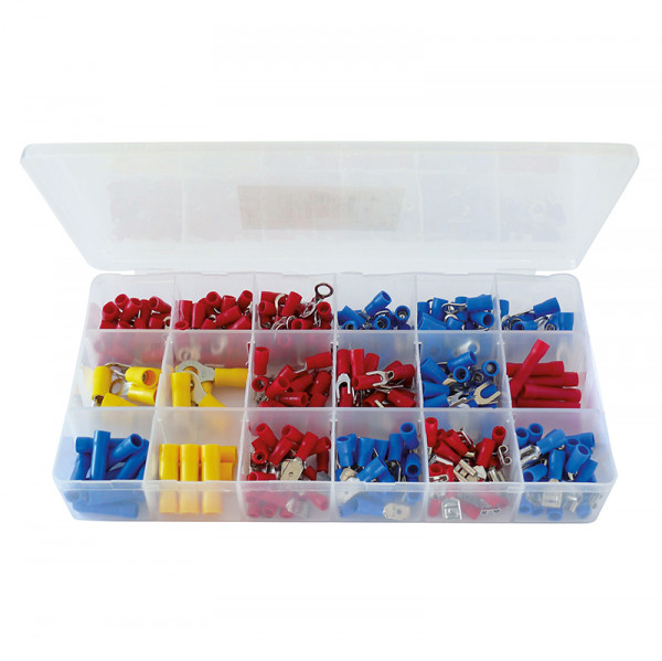 Kabelschuhe-Steckverbinder Sortiment 300 Teile in Plastikbox BLANKO