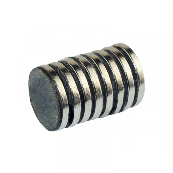 Neodymiummagnet-Set 8 Stück 12 x 1,5 mm mit Klebeseite BLANKO