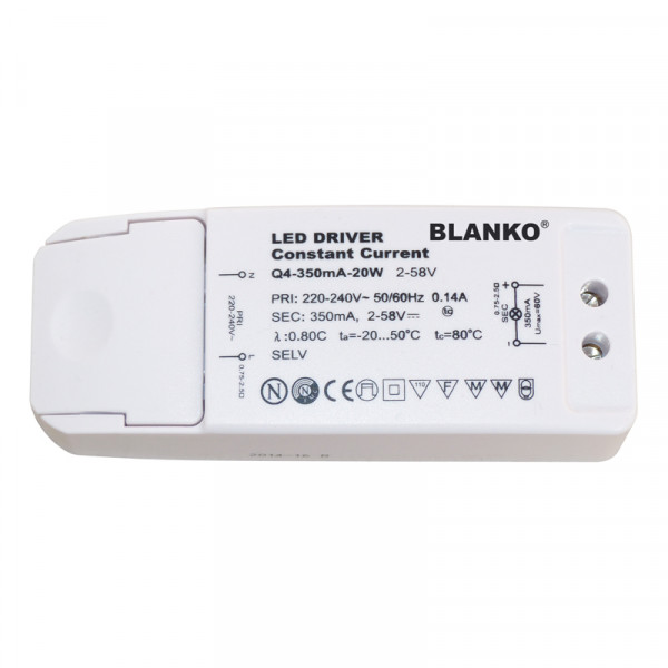 LED-Konstantstromnetzteil 20 W 350 mA 2-58 V DC BLANKO