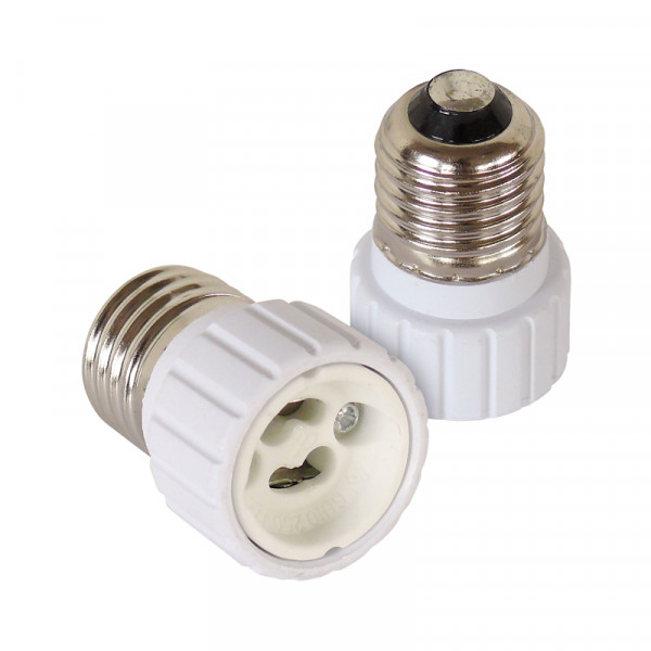 Leuchtmitteladapter E27-GU10 2er-Set BLANKO