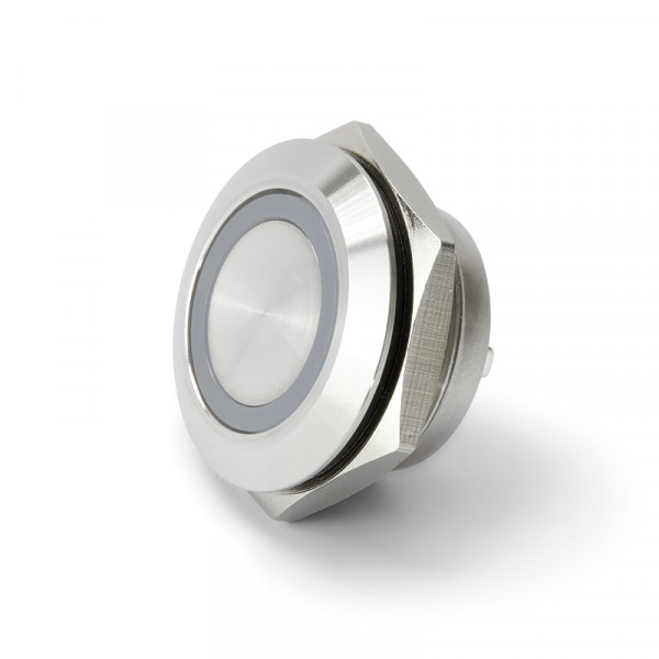 Vollmetalltaster kurz 19 mm mit Ringbeleuchtung blau BLANKO