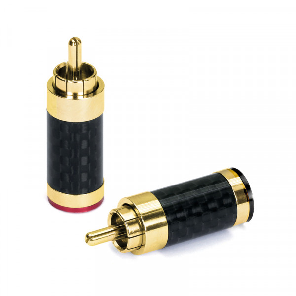 Dynavox Cinchstecker Carbon 4er-Set vergoldet