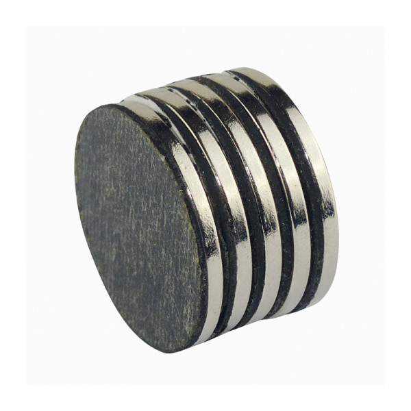 Neodymiummagnet-Set 5 Stück 19 x 1,5 mm mit Klebeseite BLANKO