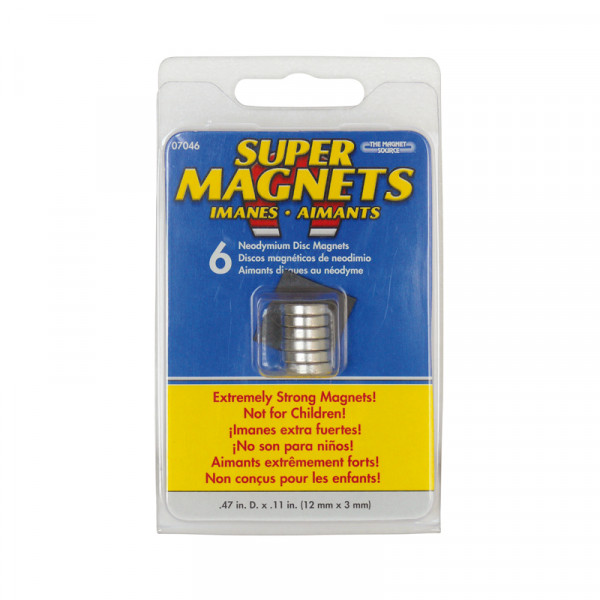Neodymiummagnet-Set 6 Stück 12 x 3 mm BLANKO