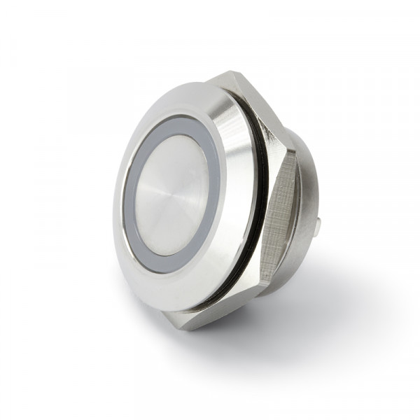 Vollmetalltaster kurz 16 mm mit Ringbeleuchtung blau BLANKO