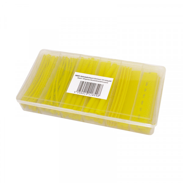 Schrumpfschlauch-Sortiment 100-teilig gelb, Box BLANKO