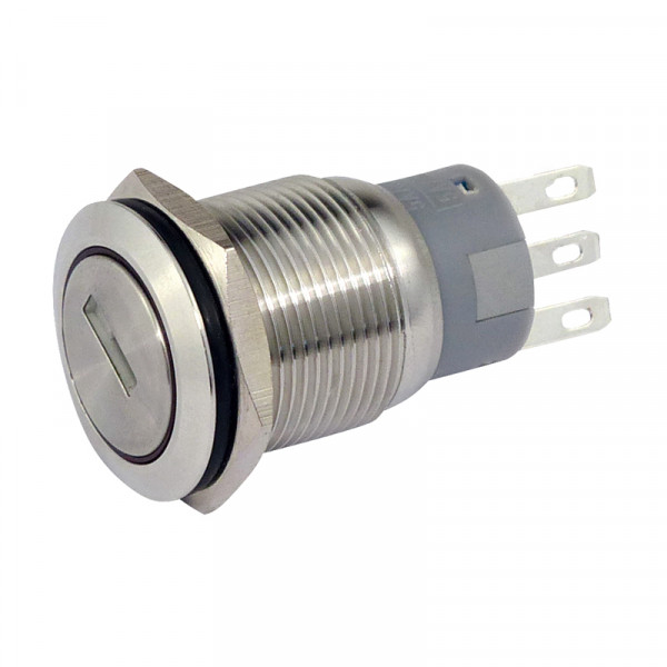 Schlüsselschalter metall 19 mm 1 x Schliesser, 1 x Öffner BLANKO