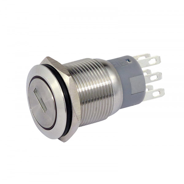 Schlüsselschalter metall 19 mm 2 x Schliesser, 2 x Öffner BLANKO